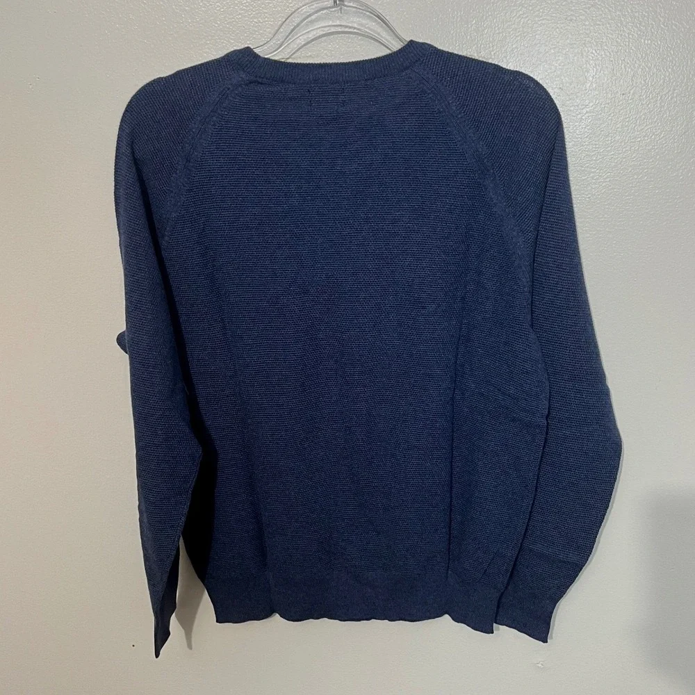 J.Crew Crewneck Sweater Men's Medium Blue 100% Cotton Textured Raglan‎ CD617